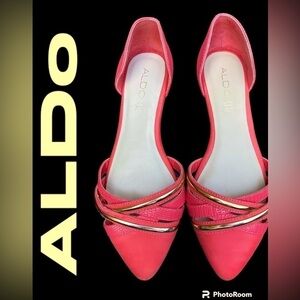 Aldo-gennia forever-in-fashion coral and gold flats!  Size 7.5.  Genuine leather